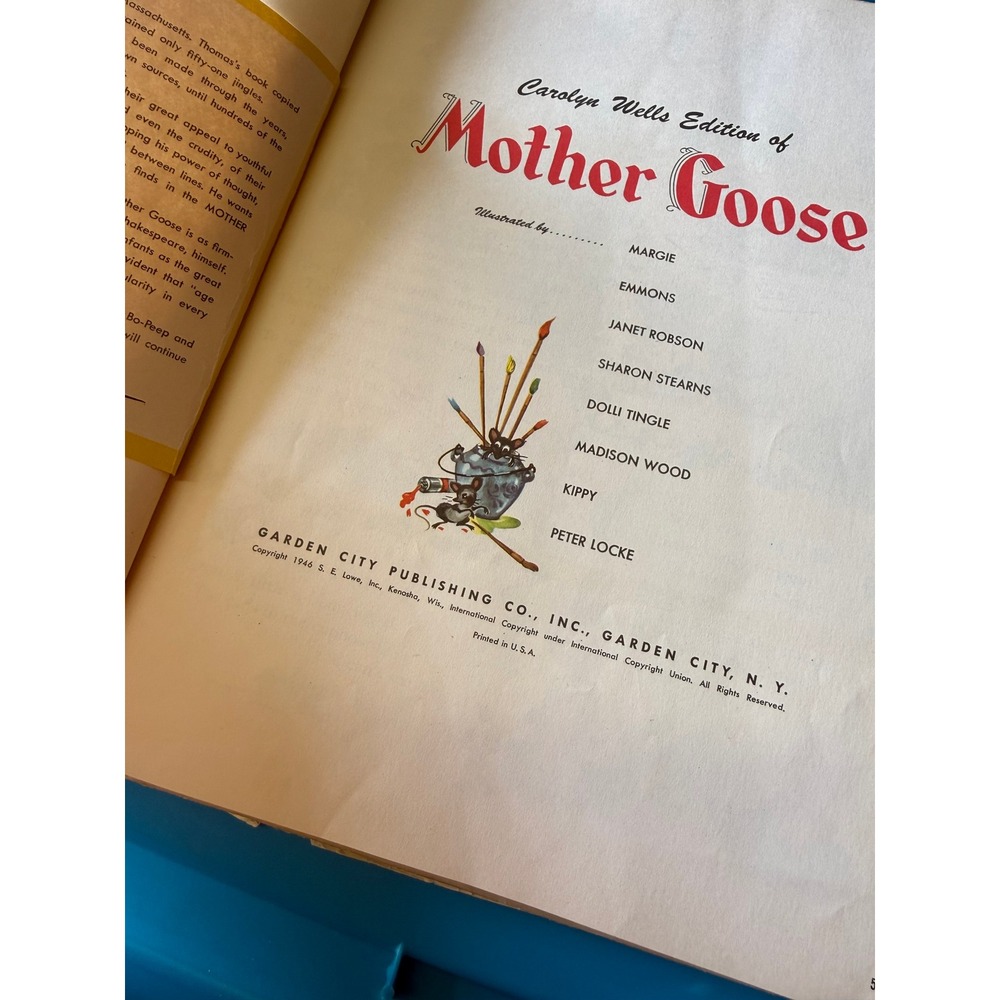 Vintage 1946 Mother Goose Carolyn Wells Edition Garden City Publishing Co Book - Picture 4 of 6